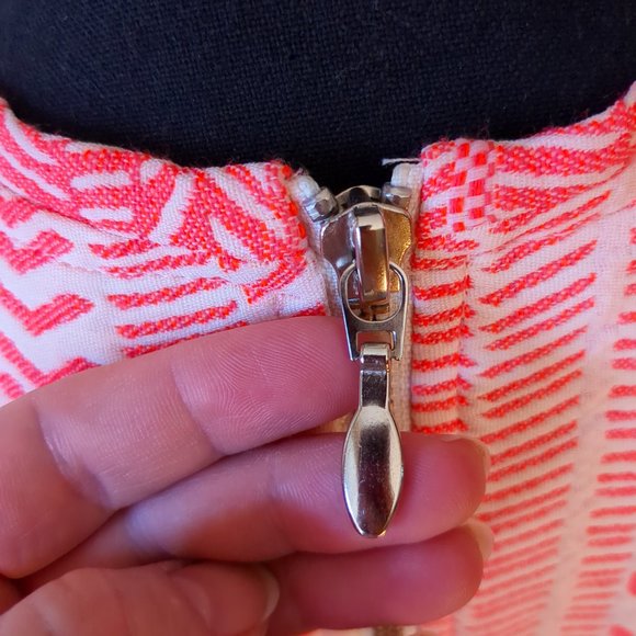 Bodybag By Jude Cropped Sleeveless Zip Back Woven Aztec Festival Top Neon Coral - Picture 8 of 10